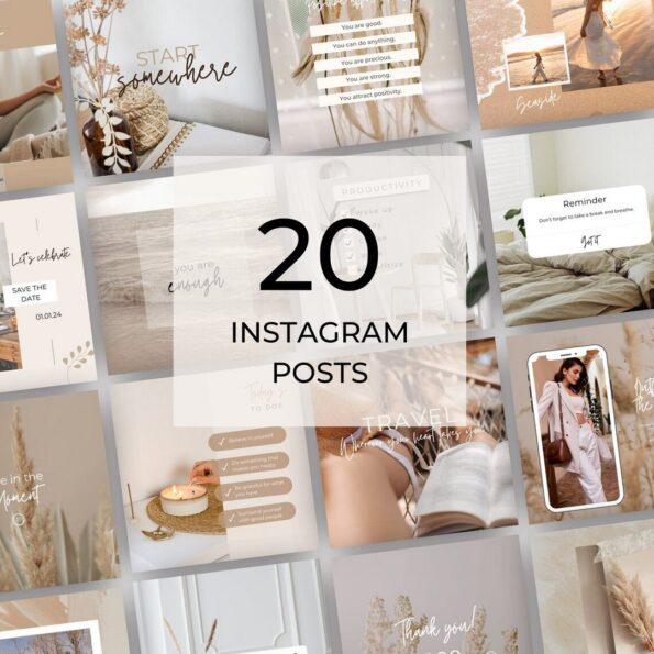 neutral boho faceless reels templates 3
