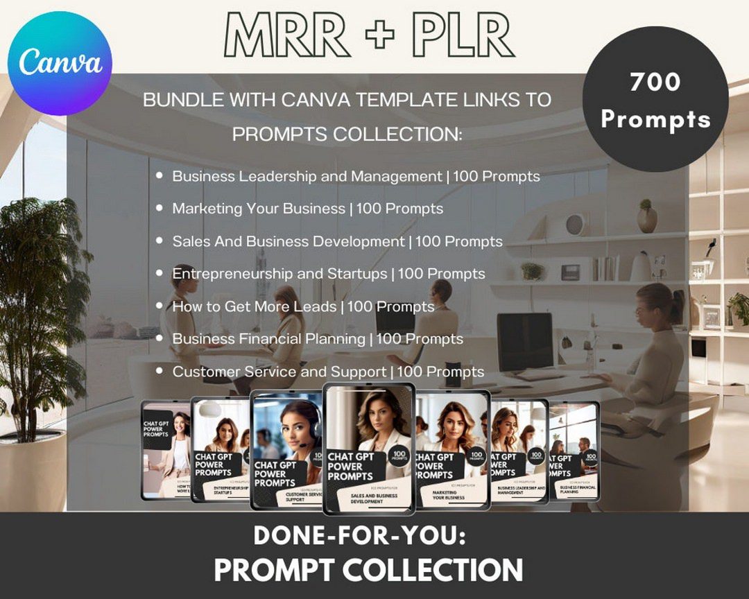 Done for You ChatGPT Business Prompts Bundle with MRR/PLR - Ultimate ...