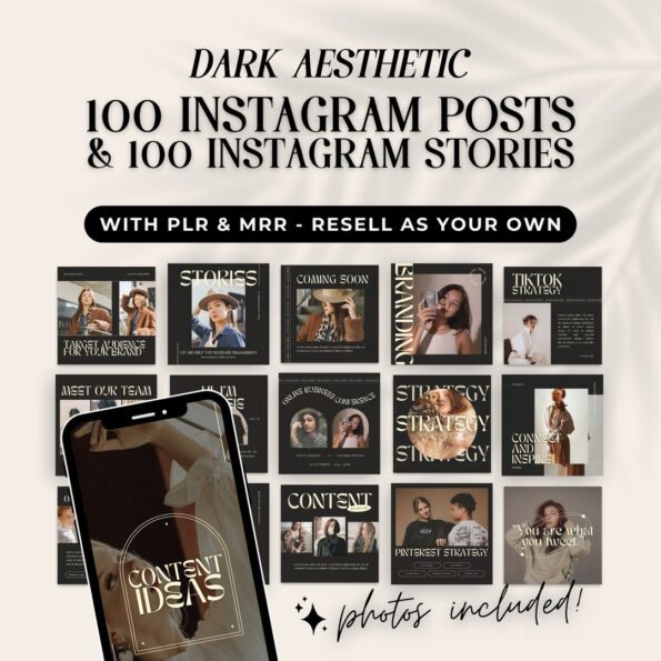 done for you dark aesthetic instagram post story templates 1