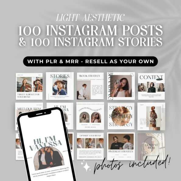 done for you light aesthetic instagram post story templates 1