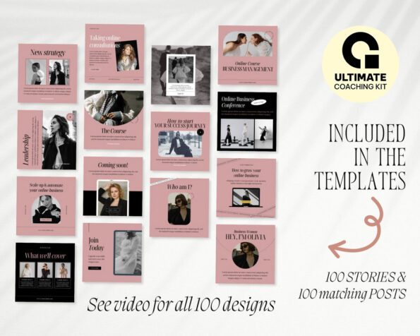 done for you pink instagram post story templates 2